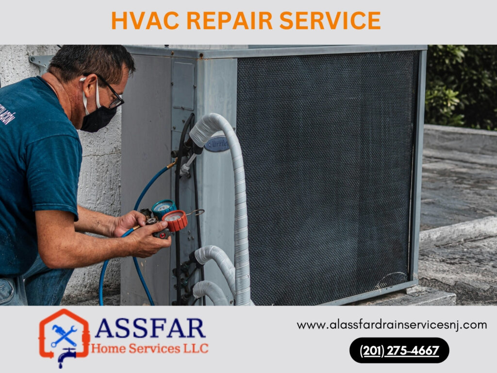 Emergency HVAC repair technician on AC unit